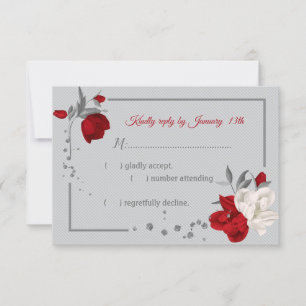 red & white flowers botanical RSVP card