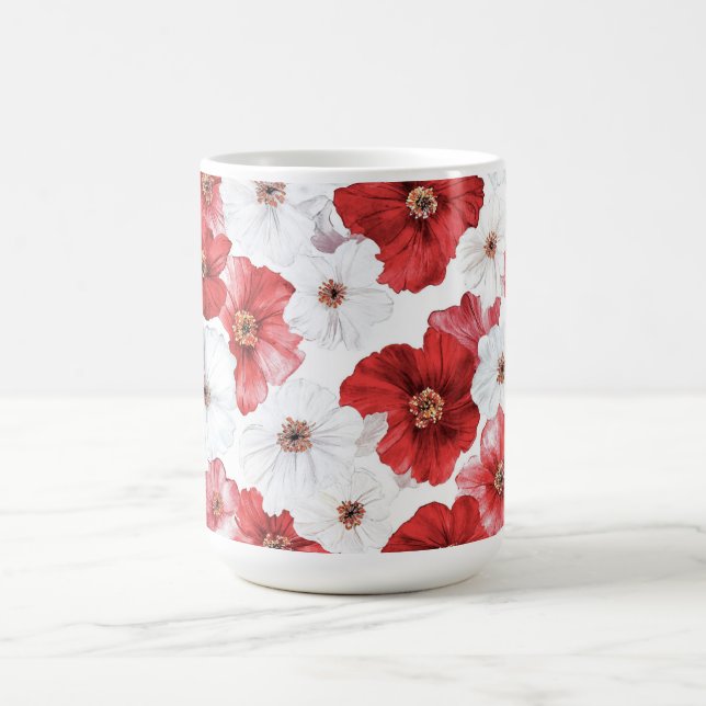 Red White Flowers  Coffee Mug (Center)