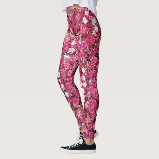 red white flowers leggings