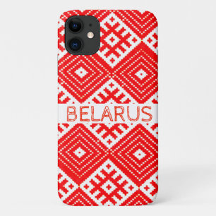 Red White Folk Pattern Belarus iPhone 11 Case