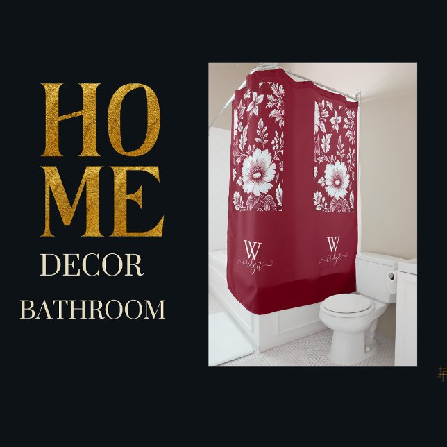 red & white  french Elegant Chinoiserie Shower Curtain (Creator Uploaded)