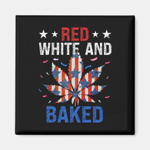 Red White Funny Baked Weed Magnet