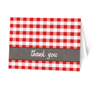 Red & White Gingham Canvas Thank You Card
