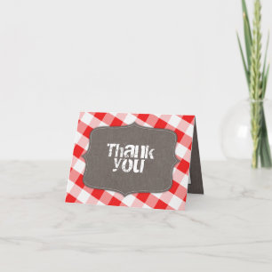 Red & White Gingham Canvas Thank You Cards