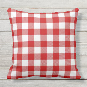 Red & White Gingham Check Cushion