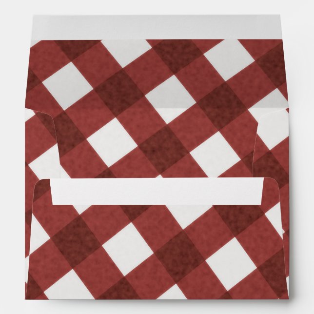 Red White Gingham Chequered Summer BBQ Party Envelope (Back (Bottom))