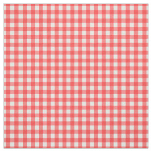 Red White Gingham Classic Check Pattern Fabric
