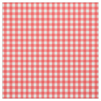 Red White Gingham Classic Check Pattern Fabric