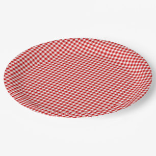 Red-White Gingham-PAPER PARTY PLATES