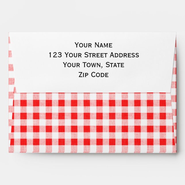 Red White Gingham Pattern Envelope (Back (Top Flap))