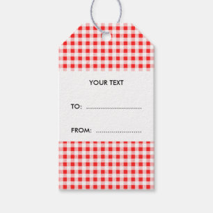 Red White Gingham Pattern Gift Tags