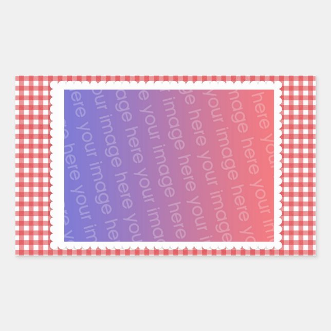 Red White Gingham Pattern Photo Template Sticker (Front)