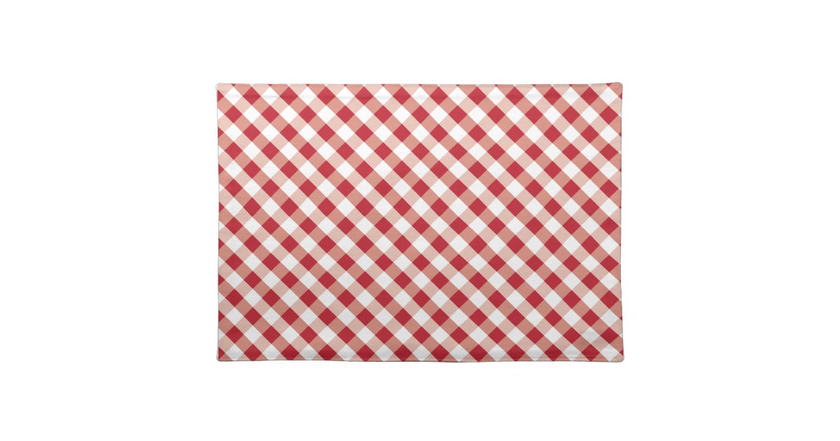 Red & White gingham pattern placemats Zazzle