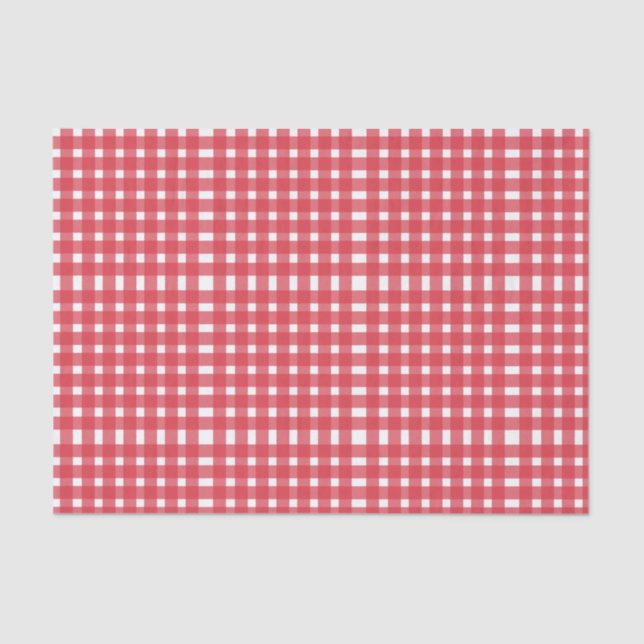Red White Gingham Pattern Tissue Paper (Front)