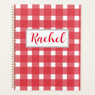 Red White Gingham Personalised Planner