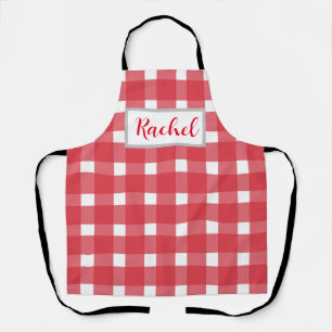 Red White Gingham Personalized  Apron