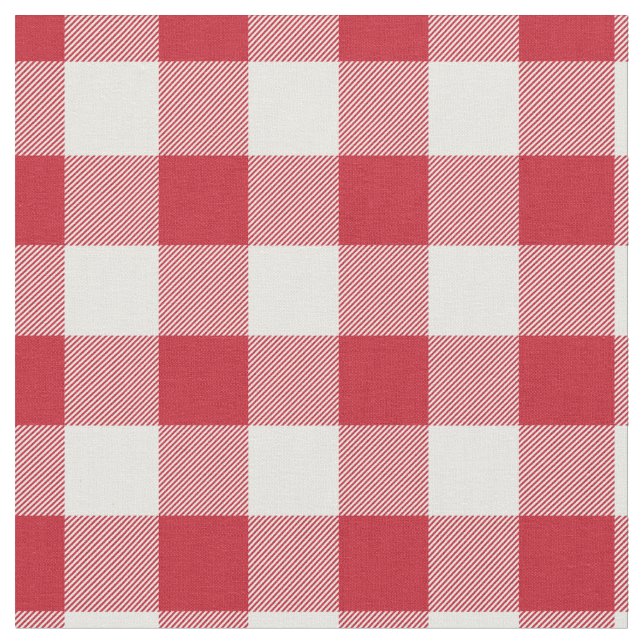 Red & White Gingham Plaid Fabric (Close Up)