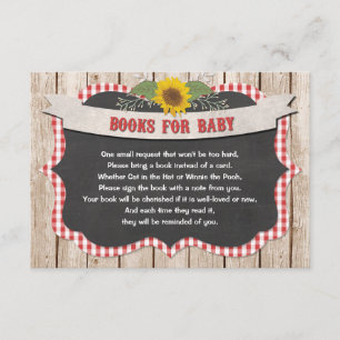 Red white gingham yellow sunflowers books for baby enclosure card