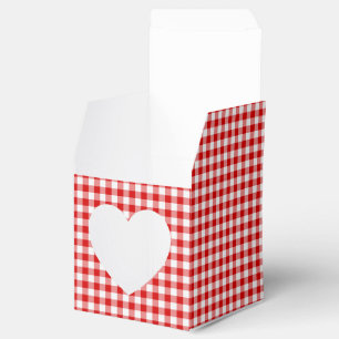 Red-White Ginham-PARTY FAVOR BOX, sq heart Favour Box