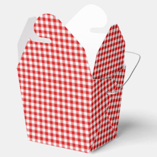Red-White Ginham-PARTY FAVOR BOX, take out Favour Box