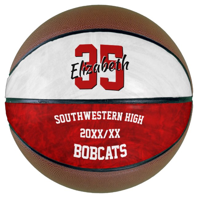 red white girls team spirit commemorative basketball (Front)