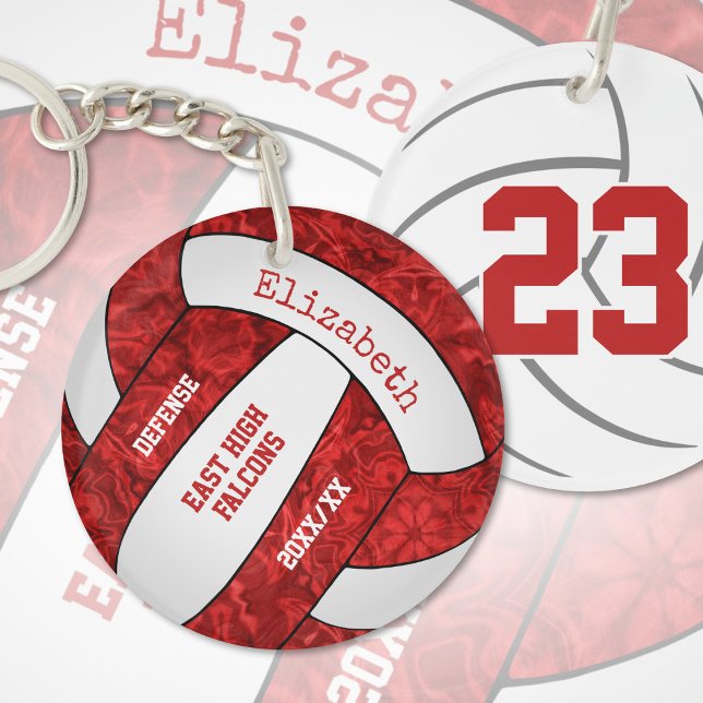 red white girly sports custom volleyball key ring (Creator Uploaded)