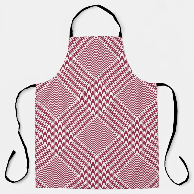 Red White Glen Plaid: Tweed Tartan Apron (Front)