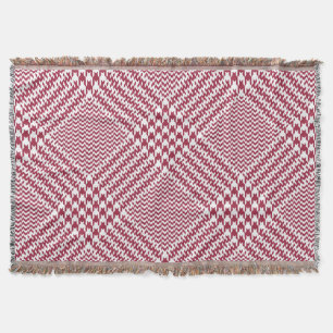 Red White Glen Plaid: Tweed Tartan Throw Blanket