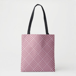 Red White Glen Plaid: Tweed Tartan Tote Bag