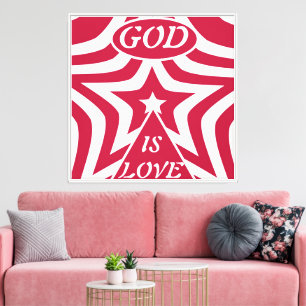 Red & White God Is Love Star Christian Wall Art
