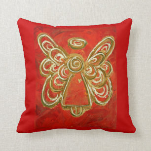 Red, White, Gold Angel Decorative Throw Pillow