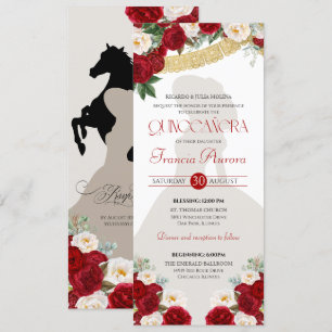 Red White Gold Blooms Papel Picado Charro Quince Invitation