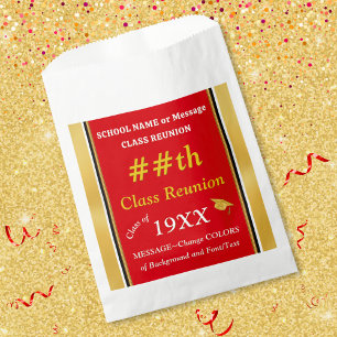 Red, White, Gold, Class Reunion Goodie Bag Ideas,