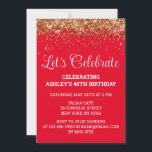 Red White & Gold Glitter 40th Birthday Party Forty Invitation<br><div class="desc">Red White Gold Glitter Invite,  40th Birthday Party invitation Forty,  Let's celebrate digital Any Age,  Instant download Fifty Sixty Seventy,  Personalised 21st 50th 60th 70th,  Elegant Milestone template evite text,  Custom 18th Glam Golden Confetti,  Adult Calligraphy Modern Stylish script,  Chic trendy simple for her,  Bling daughter wife mum celebration</div>