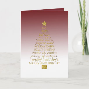 Red White Gold Inspirational Christmas Tree   Card