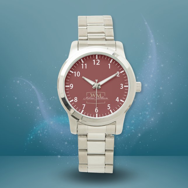 Red White Gold Monogram Name Script Watch (Creator Uploaded)
