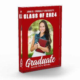 Red White Graduate Modern Arch Graduation Party Photo Block