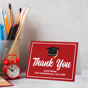 Red White Graduate Personalised Graduation Thank You Card