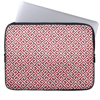 Red & White Greek Key Laptop Sleeve
