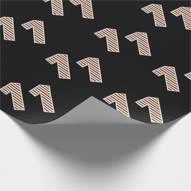 Red, White, Green "11" 11th Event on Christmas Day Wrapping Paper (Corner)