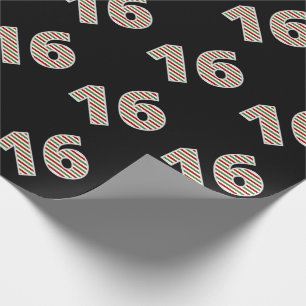 Red, White, Green "16" 16th Event on Christmas Day Wrapping Paper