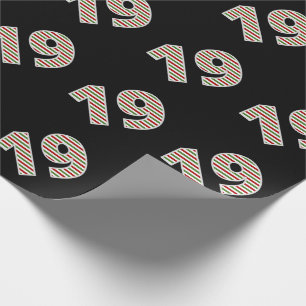 Red, White, Green "19" 19th Event on Christmas Day Wrapping Paper