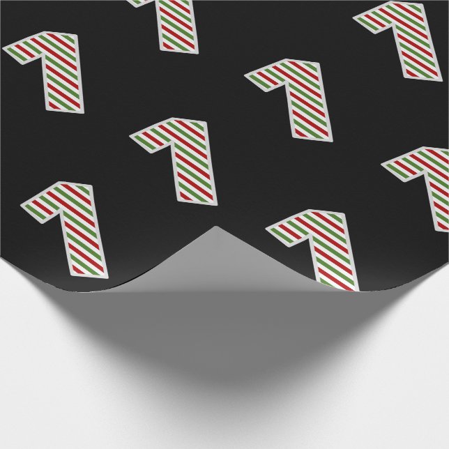 Red, White, Green "1" 1st Event on Christmas Day Wrapping Paper (Corner)