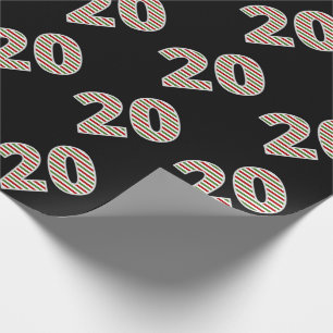 Red, White, Green "20" 20th Event on Christmas Day Wrapping Paper