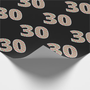 Red, White, Green "30" 30th Event on Christmas Day Wrapping Paper