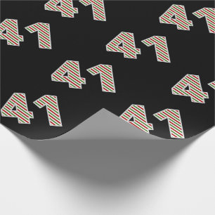 Red, White, Green "41" 41st Event on Christmas Day Wrapping Paper