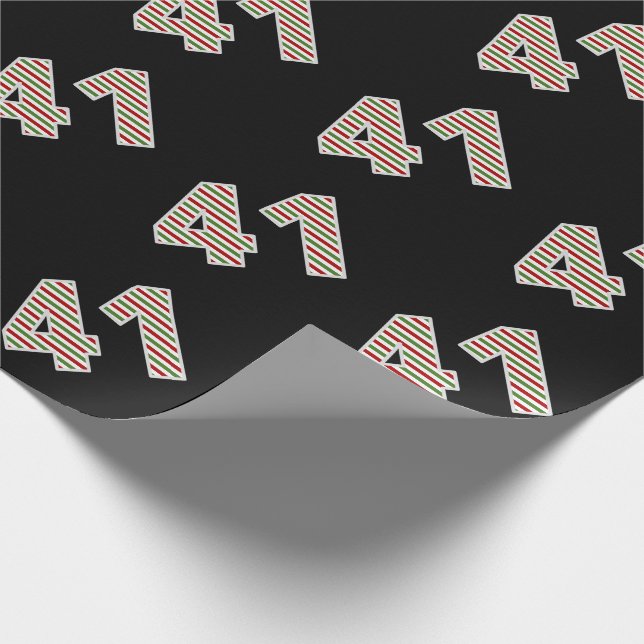 Red, White, Green "41" 41st Event on Christmas Day Wrapping Paper (Corner)