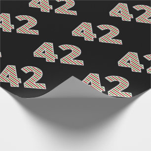 Red, White, Green "42" 42nd Event on Christmas Day Wrapping Paper