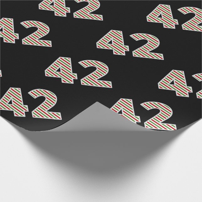 Red, White, Green "42" 42nd Event on Christmas Day Wrapping Paper (Corner)