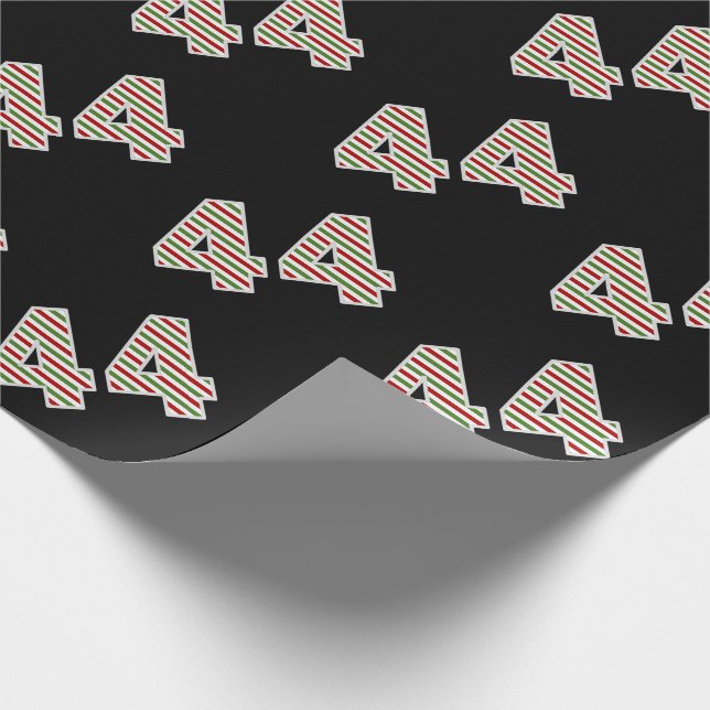 Red, White, Green "44" 44th Event on Christmas Day Wrapping Paper (Corner)